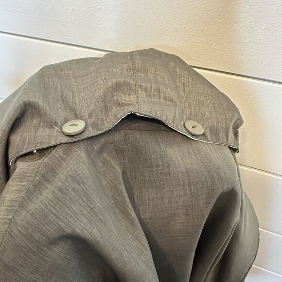 Manteaux Women's Rain Jacket SMALL Green Khaki Zip Snap Hooded Lined Rain Coat - Picture 10 of 11